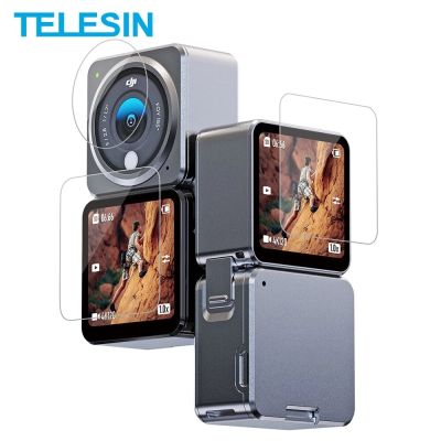 TEELSIN 3 in 1 Tempered Glass Screen Lens HD Touchscreen Protector Film 9H 2.5D Full Cover for DJI Action 2 Accessories