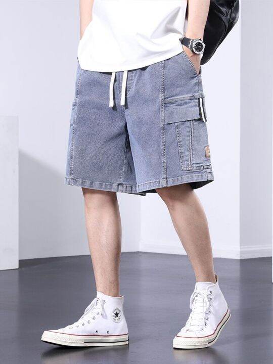 hot11-2023ใหม่ฤดูร้อนหลายกระเป๋าผู้ชาย-celana-pendek-denim-ขนาดใหญ่8xl-streetwear-เข่า-ความยาวลำลองฝ้ายสั้นสำหรับผู้ชาย-cargo-กางเกงยีนส์กางเกง