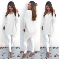 Autumn And Winter Fashion Womens Clothing Plus Size Long Sleeve Knitted Sweaters Solid Color Tops