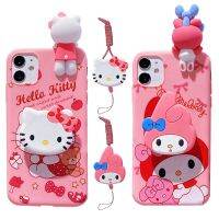 [Hot K] สำหรับ iPhone 6 6S 7 8 X Xs Max XR 11 12 13 14 Pro SE Max เคส Hello Kitty ของฉันมีเมโลดี้เคสโทรศัพท์เนื้อนิ่ม TPU พร้อมเชือกสายคล้อง