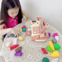 New Children Play House Toy Mini Food Simulation Supermarket Can Scan Multi Function Sound Light Cash Register Toys Kids Gifts
