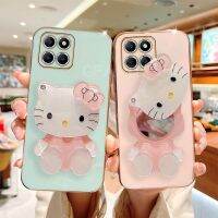 เคสสไตล์ใหม่ HONOR X6A 4G X5Plus 90 90Lite 2023นิ่มเคลือบขอบตรงกระจกแต่งหน้าน่ารักเคสโทรศัพท์ HonorX6a ฝาป้องกันเลนส์กล้อง HonorX5Plus