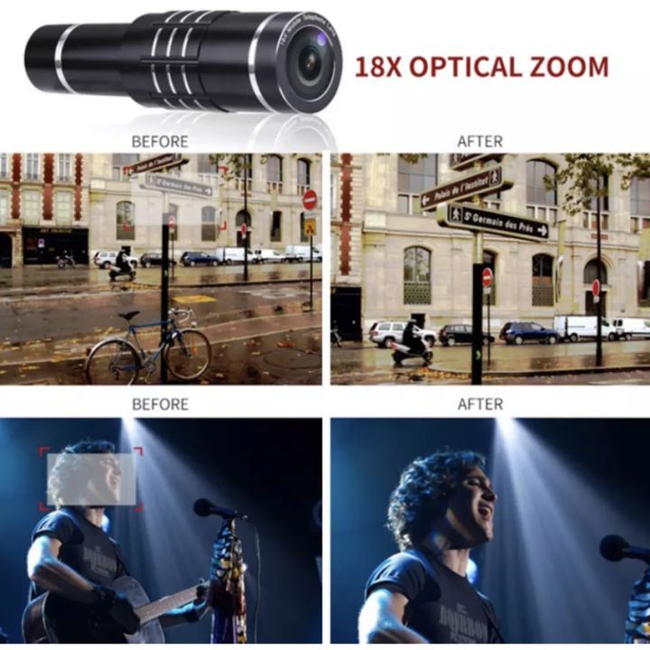 สินค้าขายดี-พร้อมส่ง-เลนส์กล้องมือถือ-telephoto-lens-18x-clip-on-cell-phone-camera-telescope-lens-with-flexible-tripod