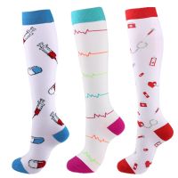 【hot】㍿  Newest Compression Socks Knee Edema Diabetes Varicose Veins Men Marathon Cycling