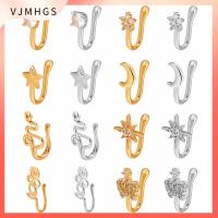 VJMHGS เจาะปลอม กำไลจมูกคริสตัล คลิปหนีบจมูก ไม่เจาะ ผ้าปิดจมูกแอฟริกัน ข้อมือแหวนจมูก คลิปหนีบจมูก