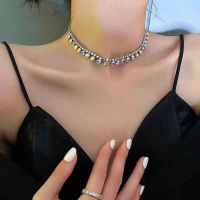 2021 summer shining Rhinestone Crystal Necklace collarbone chain womens AB Crystal geometry necklace jewelry and gifts wholesal Fashion Chain Necklac