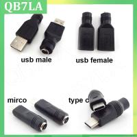 QB7LA shop DC Female power Jack 5.5*2.1mm To USB 2.0 mirco type c type A Plug male Female Jack 5V Connector converter Adapter for Laptop