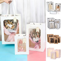 Paper Box with Window Flower Packaging Bags Wedding Favors Cookies Candy Christmas Gift Packaging Box Party Decoration Supplies