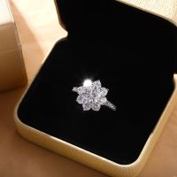 Moissanite Sunflower Ring with Certificate 1/2CT Sparkling Diamond 925 Sterling Silver 18K Plated Wedding Jewelry Ring For Women