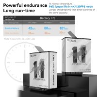 TELESIN Endurence Battery For Gopro Hero 11 10 9 1750 Mah Battery 3 Slots TF Card Battery Storage Charger Box For Gopro 9 10 11