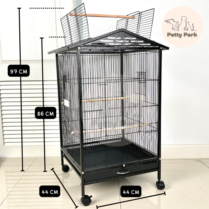 กรงนก-กรงนกแก้ว-กรงทรงบ้าน-กรงนกราคาถูก-เคลือบกันสนิม-มีล้อเลื่อน-พร้อมอุปกรณ์-เหมาะสำหรับนกทุกขนาด
