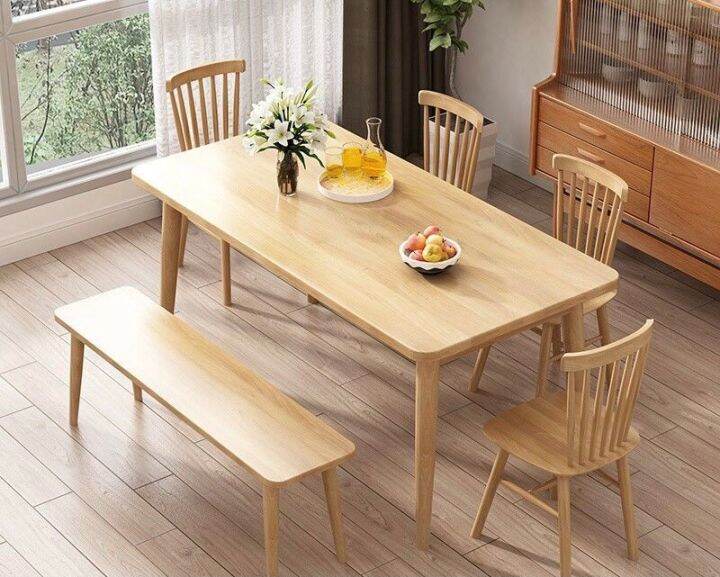 All Solid Wood Dining Table and Bench Chairs Study Table Bench Chairs