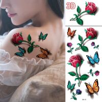 Temporary Tattoos Butterfly Rose Flower For Women Adult Kids Girl Feather Snake Scorpion Fake Tattoo Neck Arm Hands Small Tatoos Stickers