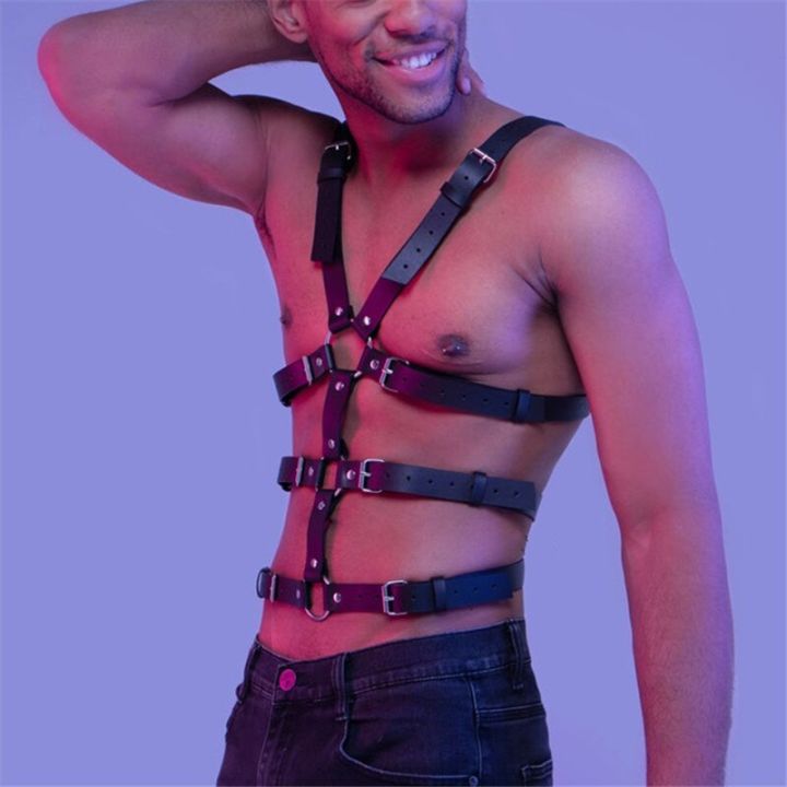 ชุดชั้นในทาสสายรัดเร้าอารมณ์สำหรับผู้ชายเสื้อผ้าผู้ชายหนังทางเพศแบบเข็มขัดสำหรับเกย์ซาดิสม์