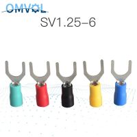 50PCS SV1.25-6 Red Furcate Cable Wire Connector Furcate Pre-Insulating Fork Spade 22 16AWG Wire Crimp Terminals SV1.25-6 SV