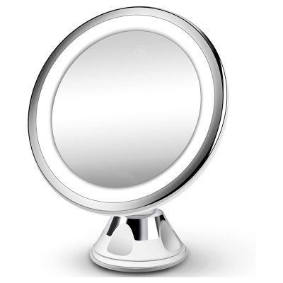 10X Magnifying Makeup Vanity Mirror with Lights - Upgraded 3 Color &amp; 28 LED Lights Cosmetic Mirror, HD Press Control
