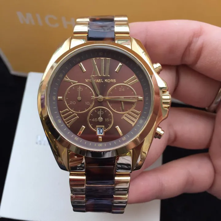 Michael Kors Stainless Steel Unisex Watch - MK5696 Oversize Bradshaw  Chronograph Chocolate Dial Gold with Tortoiseshell Acetate Center Link  Bracelet Watch | Lazada PH