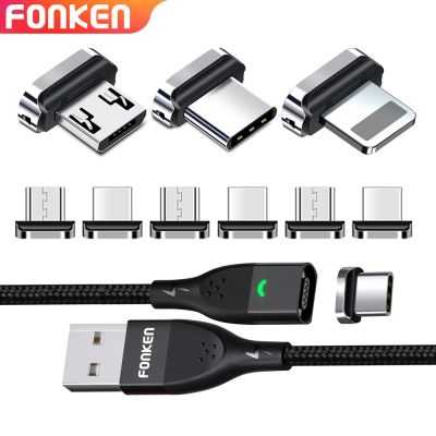 FONKEN Magnetic Cable Tips 4 Pin Magnetic Charger Adapter Magnet connector for iPhone Micro USB Type C Mobile Phone Cable Plug Cables  Converters
