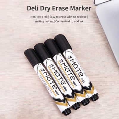 Deli Refillable Erasable Whiteboard Pen 12 PcsBox Oily Waterproof Pen Office Markers Dry Erase Blue Black Red Office Supplies