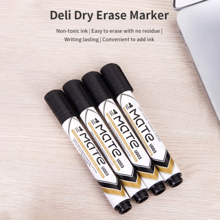 deli-refillable-erasable-whiteboard-pen-12-pcsbox-oily-waterproof-pen-office-markers-dry-erase-blue-black-red-office-supplies