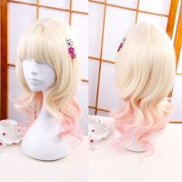 Diabolik Lovers Cosplay Wig Komori Yui Light Blonde with Pink Cos Wigs Heat Resistant Synthetic Hair Cos Wigs + Headwear Hairpin Nails Screws Fastener