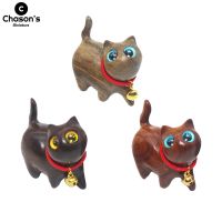 Sanders Wood Carving Cute Lucky Cat Big Eyes Unicorn Giraffe Figurines Desk Car Ornaments Home Decor Decoration Keyring Pendant