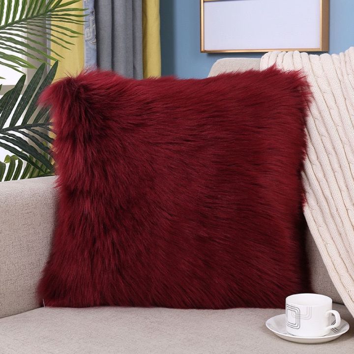 sales-nordic-ins-style-home-square-pillow-plush-net-red-pink-fur-imitation-wool-girl-sofa-cushion
