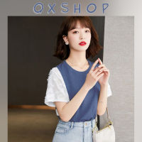 QXshopจัดส่งเร็วมาก เสื้อแฟชั่นแขนลูกไม้ เสื้อลำลองคอกลม‼️ ดีเทลผ้าไม่หนาไม่บางใส่สบาย สวยมากแม่ เห็นราคาคือจึ้งนะ ตังค์ในกระเป๋าสั่นแล้วพส?