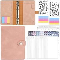 Ring Binder A6, Book Binding Notebook Folders with Plastic Money Envelopes Organizer Binder Covers, Budget Sheets