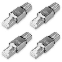 RJ45 Network Connector Pack -Set of 4 Cat6A RJ-45 Network Connectors -Shielded Cat 6A Ethernet Cable Strain Relief Plugs Cables