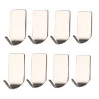 8Pcs Self Adhesive Hooks Stainless Steel 3M Adhesive Wall Hanger Waterproof Kitchen Bathrooms Robe Hooks for Keys Towel Hats