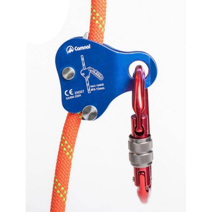 2x-camnal-safety-climbing-protective-ascender-220lb-climbing-device-rope-grip-outdoor-climbing-rigging-8-13mm-rope-blue