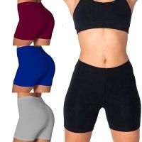 Hang Qiao Wanita Musim Panas Pinggang Tinggi Elastik Warna Pepejal Keselamatan Lancar Seluar Pendek Briefs Seluar Legging