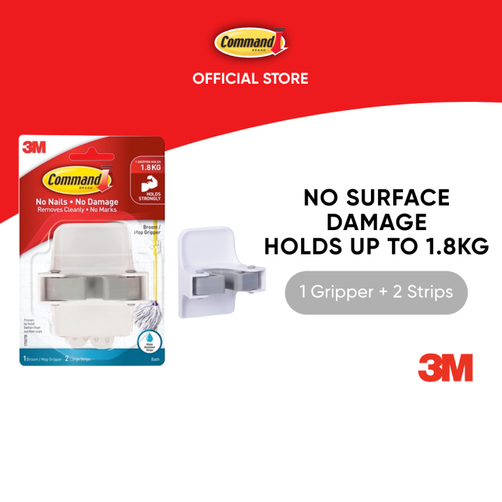 3M Command Broom/Mop Gripper, 1 Broom Gripper, 2 Large Strips, Holds up