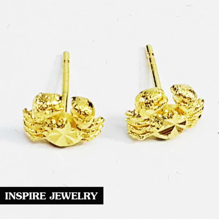 inspire-jewelry-ต่างหูรูปปู-งานแบบทองสวิส-ชุบเศษทอง-งานแบบร้านทอง-งานจิวเวลลี่-gold-plated