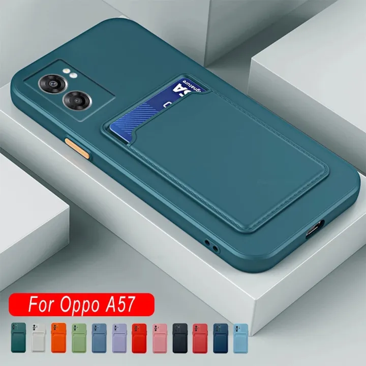 For Oppo A57 4G 2022 A57 A77 5G 2022 A96 A55 A54 A16 5G 4G Case Card Slot Wallet Square Bumper