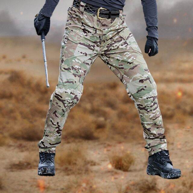 Zity Mens Camouflage Cargo Pants Elastic Multiple Pocket Military Male