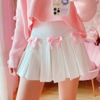 【CC】 Kawaii Bow Pleated Skirt Korean Fashion School Uniform Waist Tennis Short Skirts