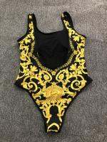 Gold Print floral Girl Swimsuit y Bikinis Pop Print Lady Women Swimsuits Outfits Classic Pattern Swimming set