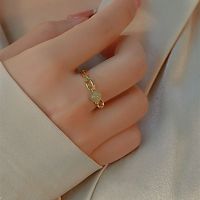 LACOSTE เข็มขัดนิ้วสีเขียวทองของผู้หญิงแหวนใส่นิ้วผู้หญิงแหวนสไตล์จีนแหวนปรับขนาดได้สตรีแหวนหยกลูกปัดหยก