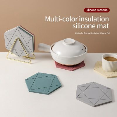 Silicone Mat Coaster Food Grade Material Placemat Non-slip Table Mat Kitchen Accessories Gadgets Fashion HexagonsCup Mat
