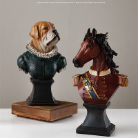 NORDIC STYLE CREATIVE ANIMALS HORSE GENERAL FIGURINE DOG GENTLEMAN STATUE RESIN CRAFT BRITPOP DECORATIONS FOR HOME R3250