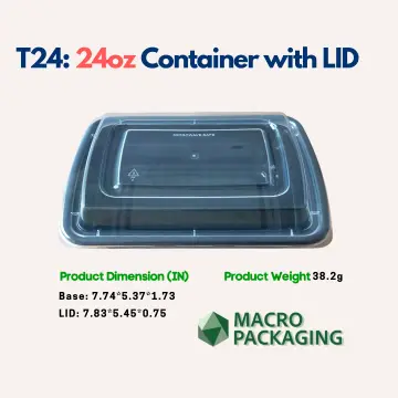 24 oz Rectangle Containers w Lids (Black), T24