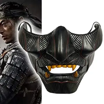 Samurai Mask Half Face Japanese Warrior Mask Ghost Warrior Character Masks  Novelty Halloween Party Cosplay Costume Cool Halloween Cosplay Prop for  Boys Girls Adults Kids Party Accessory