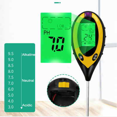Fansline- 4in1 Digital Soil Analyzer Multifunctional Soil Tester Sunlight Intensity PH Value Moistures Temperature Detector Meter Potted Crops Planting Cultivating Tool With Dial For Field Garden Greenhouse