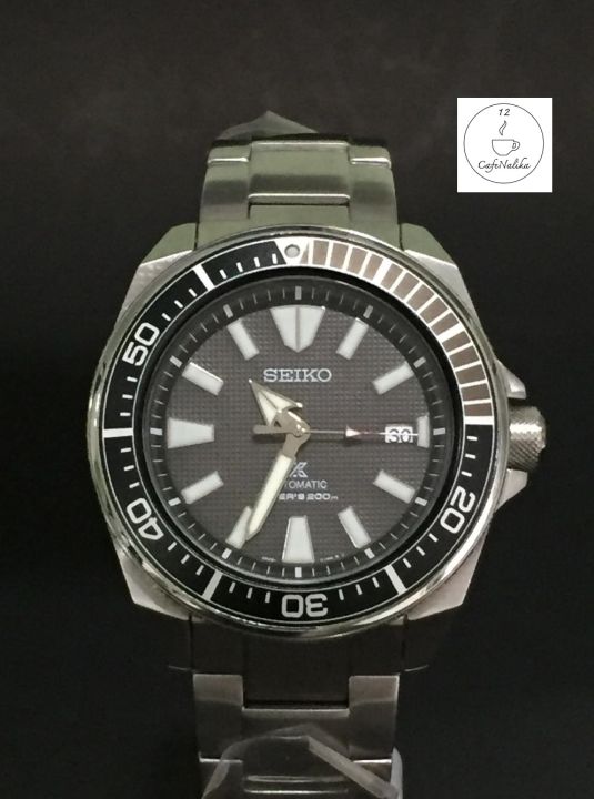 นาฬิกา-ไซโก้-ผู้ชาย-seiko-prospex-automatic-samurai-diver-200m-รุ่น-srpb51k1หน้าปัดสีดำ-สายสีเงิน-ของเเท้-100-cafenalika