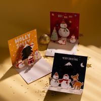 10pcs 3D Christmas Greeting Card Pop Up BlessingGreeting Cards With Envelope New Year Postcard Gift Card Xmas Party Dropshipping