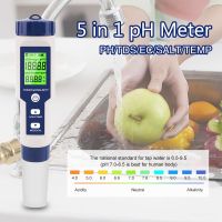 NOYAFA EZ-9909 5 in 1 TDS/EC/PH/Salinity/Temperature Meter Digital Water Quality Monitor Tester for Pools, Drinking Water