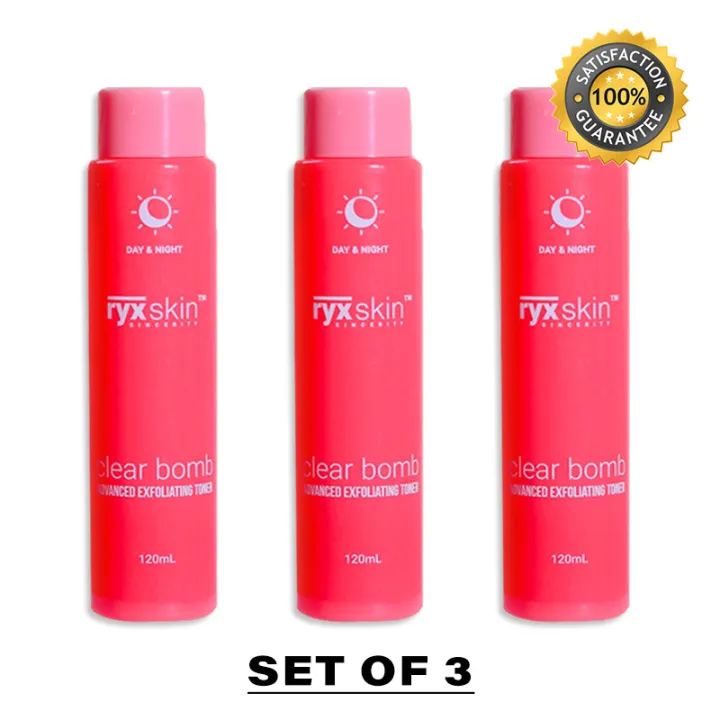 SET OF 3 RYX SKINCERITY Clear Bomb Advanced Exfoliating Toner 120ml