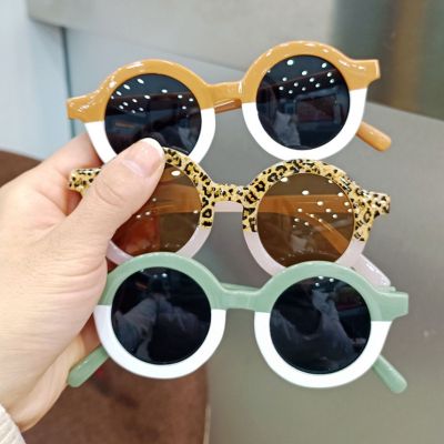 Leopard Double Color Sunglasses Children 39;s Classic Outdoor UV 400 Protection Eyewear Vintage Round Boys Girls Sunglasses